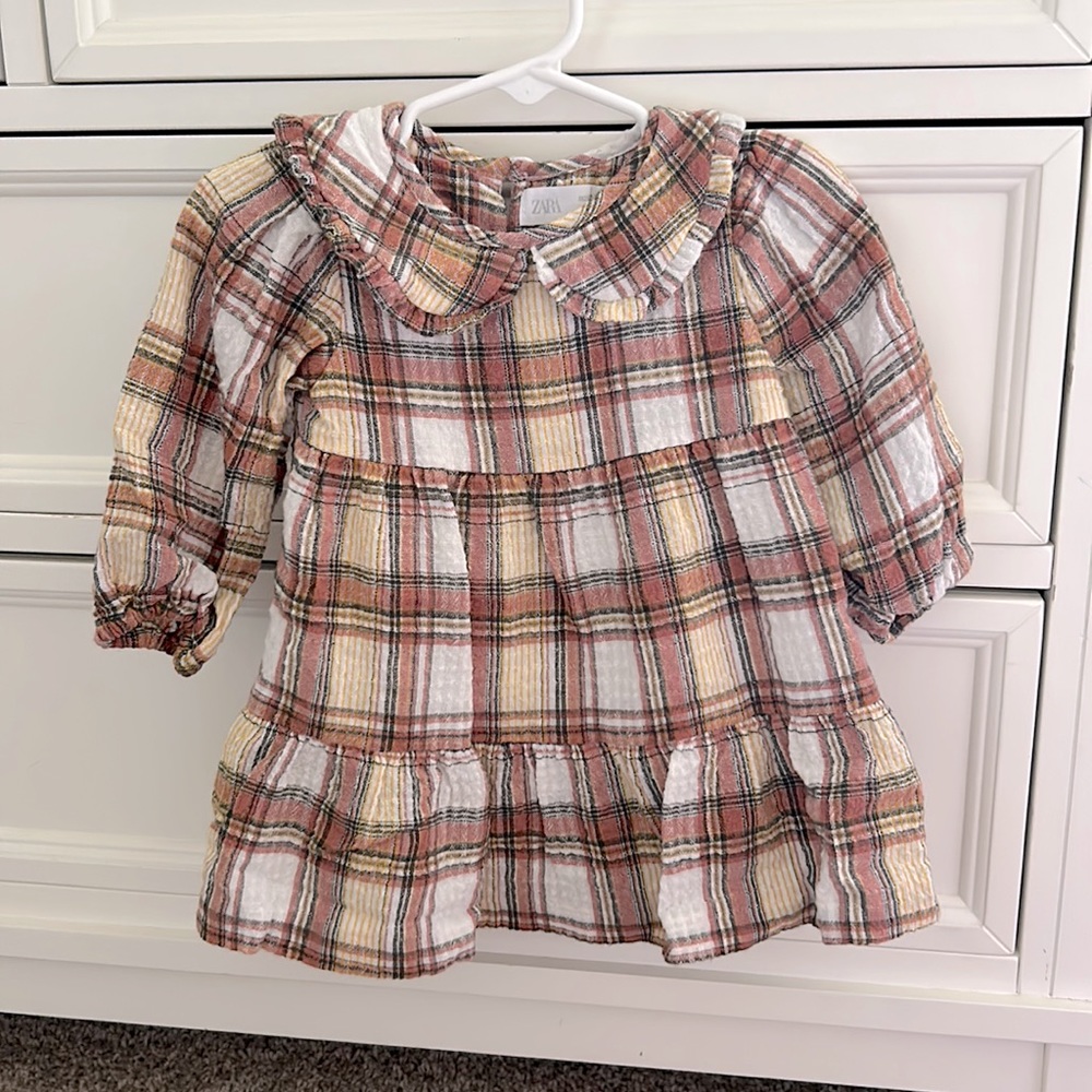 Zara plaid scallop collar dress